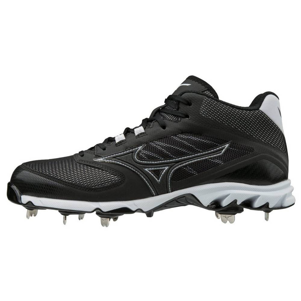 Mizuno 9-Spike Dominant 2 Metal Mid - Erkek Beyzbol Ayakkabısı - Siyah/Beyaz Türkiye (JHSZKP-420)